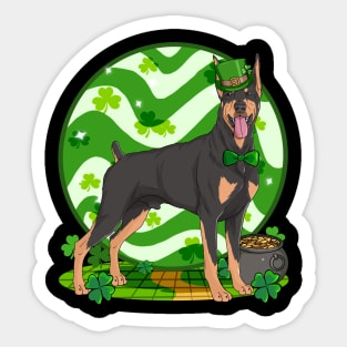 Doberman Pinscher Dog St Patricks Day Leprechaun Sticker